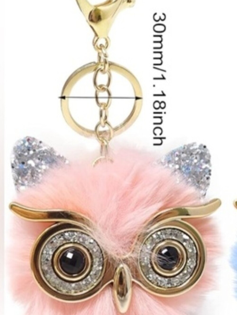 Owl Pom Pom Bag Charm NWT - Baby Pink